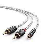 Vista 8 de CableCreation Cable de 0.138 in a RCA, 0.138 in hembra a 2RCA macho, cable de audio estéreo chapado en oro para TV, teléfonos inteligentes, MP3