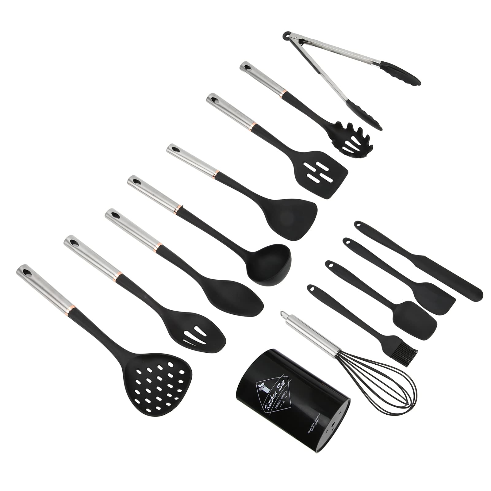 Küchenhelfer Set,14 teiliges Silikon Kochutensilien Kochbesteck Set und Hitzebeständiger Kochbesteck Küchenutensilien, Gesund & Antihaft,spülmaschinenfest, Kochutensilien zum Kochen