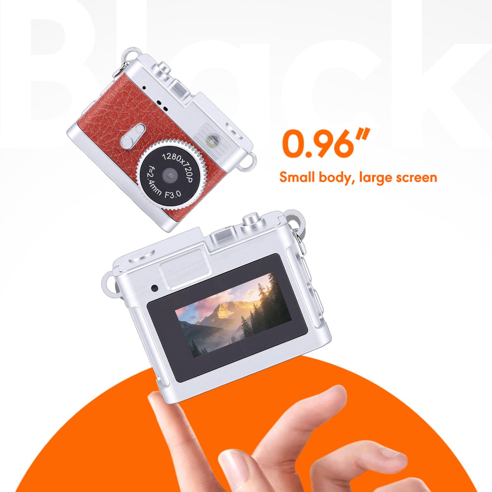 Topiky Mini Fotocamera Portachiavi, Videocamera CCD per Fotocamera Digitale retrò HD con Schermo da 0,96 Pollici Luce LED 4 Filtri, per la Registrazione di Studi di Viaggio (Marrone vintage)