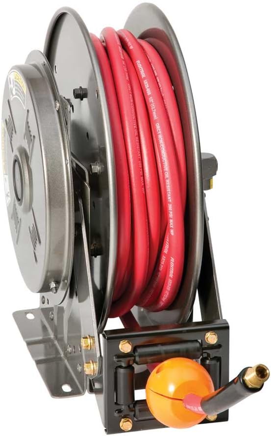 Hannay ReelsN716-16-17-10.5C Series N700 Spring Retractable Air Water Oil Hose Reel, 3/8" x 35' (300 PSI) AR-30 Hose + HS-35 Hose Stop Installed, Heavy Gauge Steel Graphite Color Paint, Made in USA