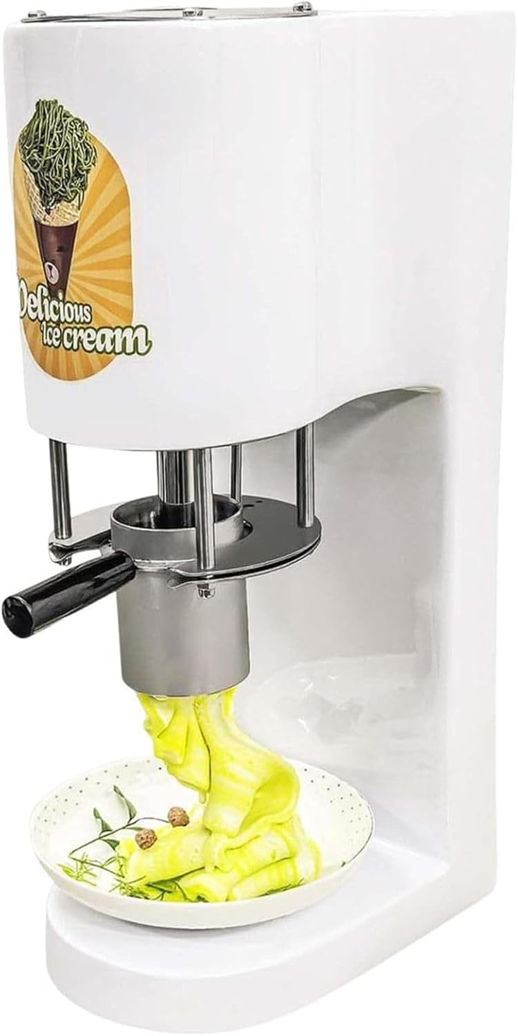 Ice Cream Noodle Maker, 7.4-7.9 Gal/Hr Output, Commercial Spaghetti Ice Cream Press Machine with 4 Shape Molds, Professional Ice Cream Noodle Extruder for Soft Serve & Gelato