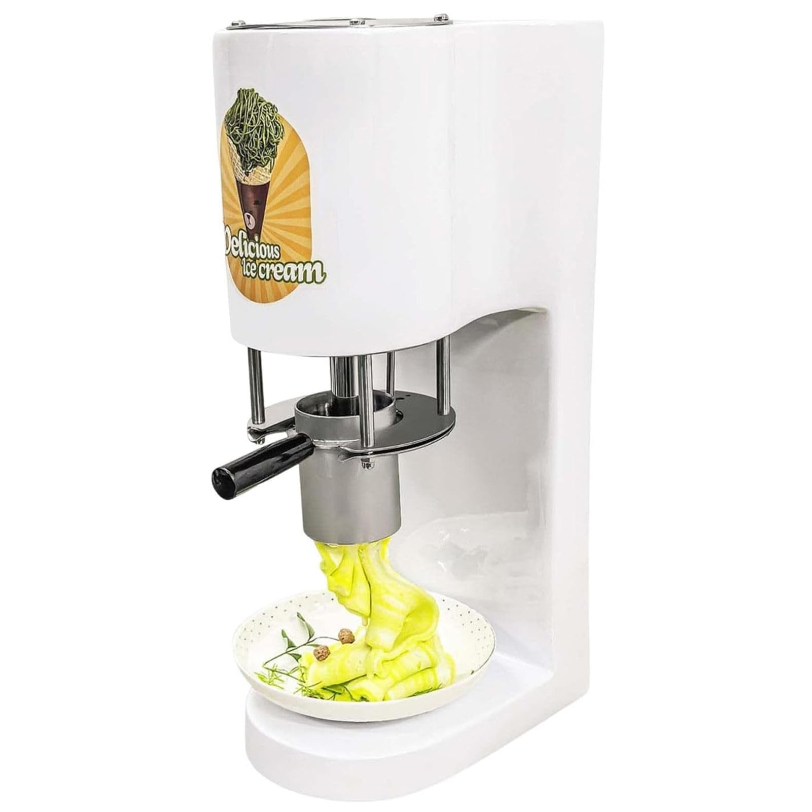 Máquina de Espaguetis de Helado de Tipo Comercial, Prensa de Fideos Soft Serve 7.9 GAL/H, 4 Formas de Molde, Extrusora Profesional de Gelato para Restaurantes y Bares