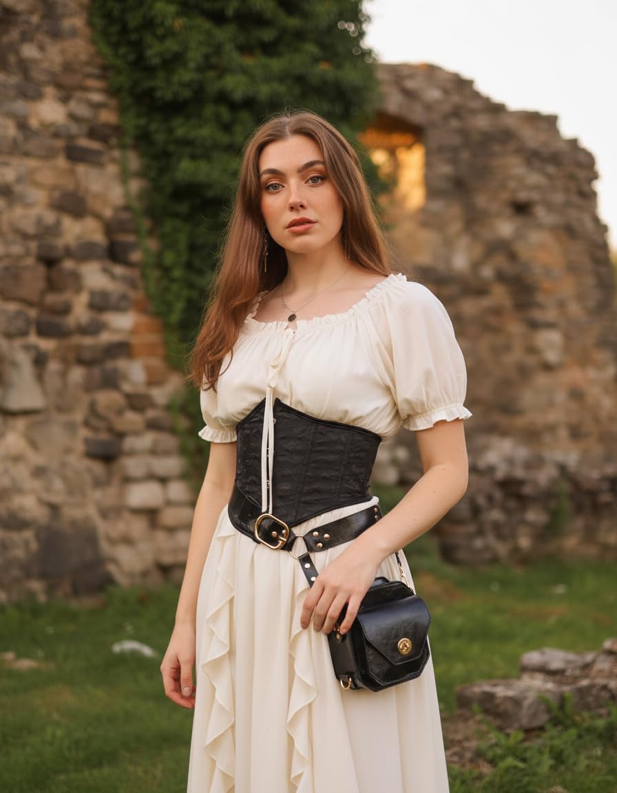 Scarlet Darkness Renaissance Accessories, PU Leather Belt Pouch Waist Bag, Medieval Knight Bags for Halloween Cosplay Costume - Image 5