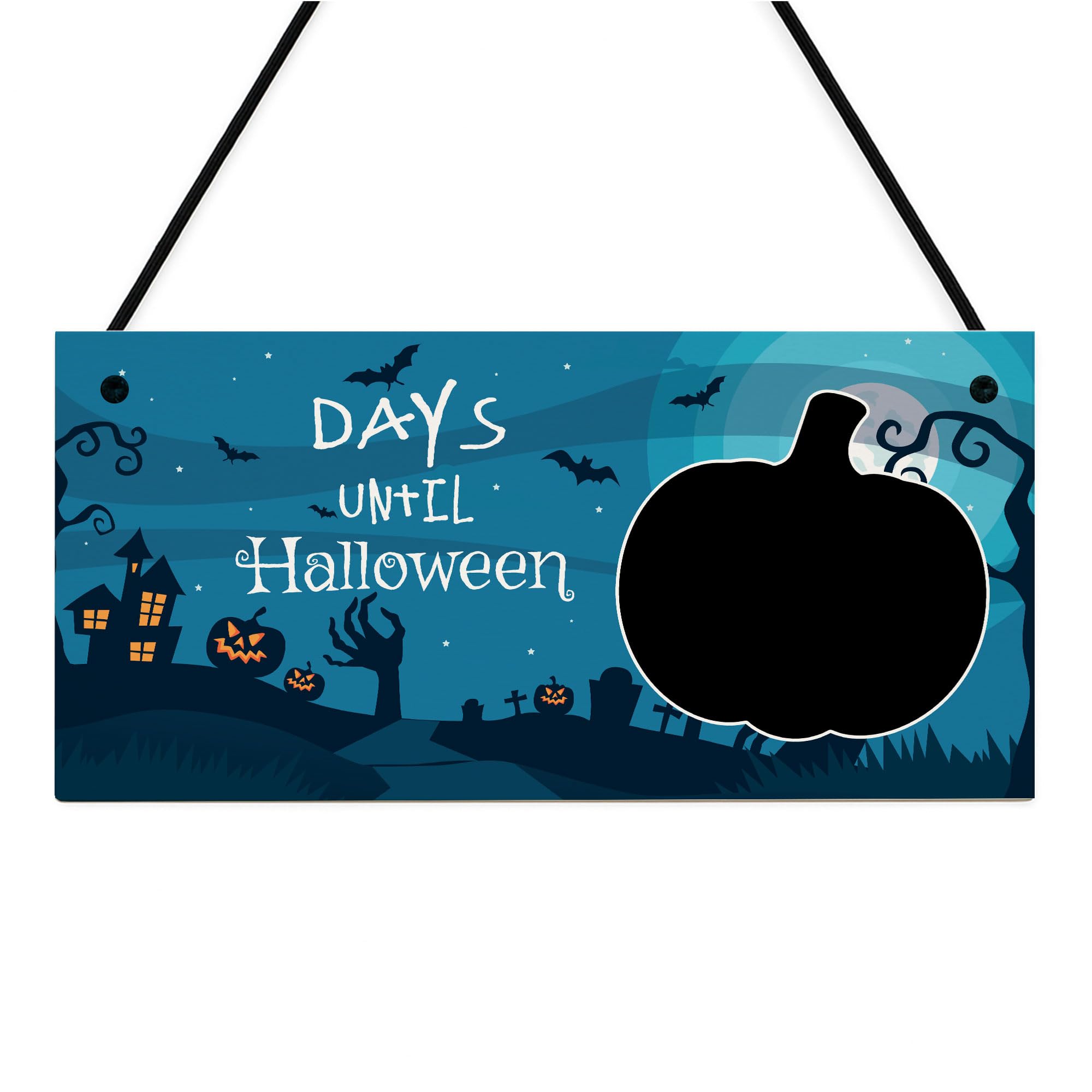 Red Ocean Days Until Halloween Countdown Plaque For Kids Children Novelty Halloween Decoration Signs For Son Daughter Bedroom Classroom Home Decor Signs