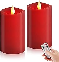 Vista 13 de Juego de 2 velas parpadeantes sin llama de 3 x 3 pulgadas, 2 pilas AA de duración de 600 horas, velas parpadeantes con temporizador, velas sin llama