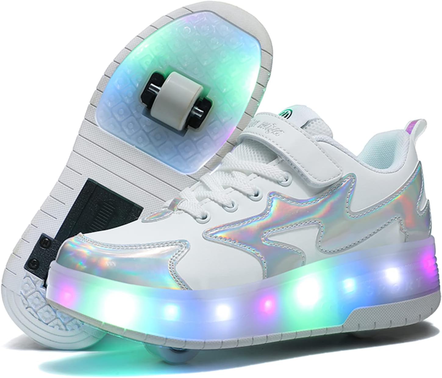 Kids Roller Skates Light up Shoes with Double Wheel Shoes LED USB Charging Roller Sneakers for Girls Boys Birthday Christmas Day Best Gift