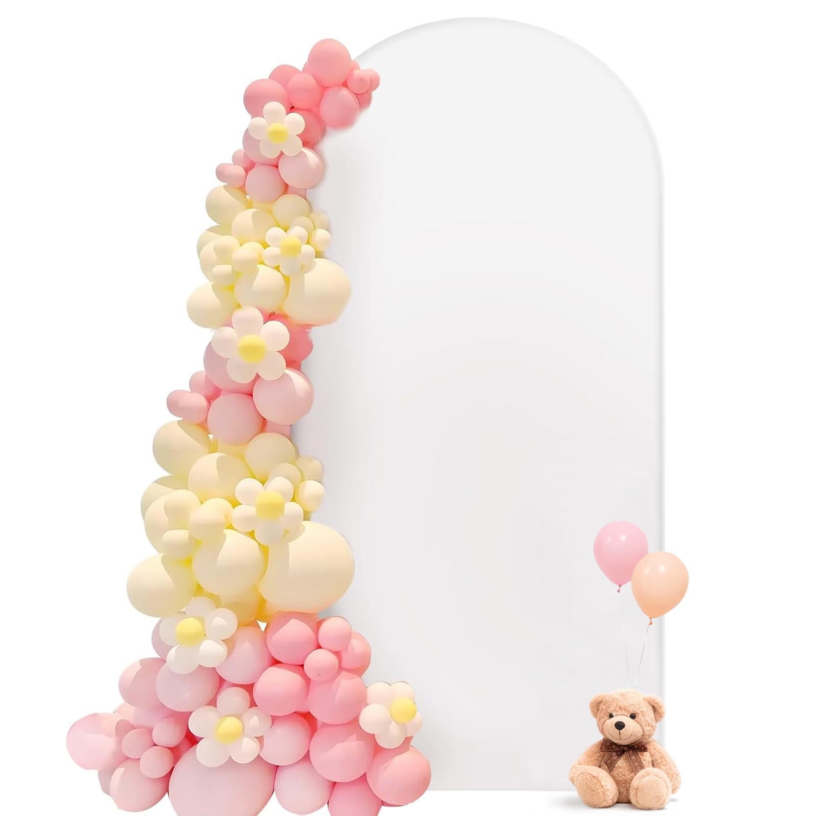 Bogen Hintergrund Abdeckung – Doppelseitiger Hochzeitsbogen Backdrop mit runder Oberseite, idealer Fotohintergrund für Hochzeit, Geburtstag, Zeremonie, Party & Bankett Dekoration (Weiß, 1x2m)