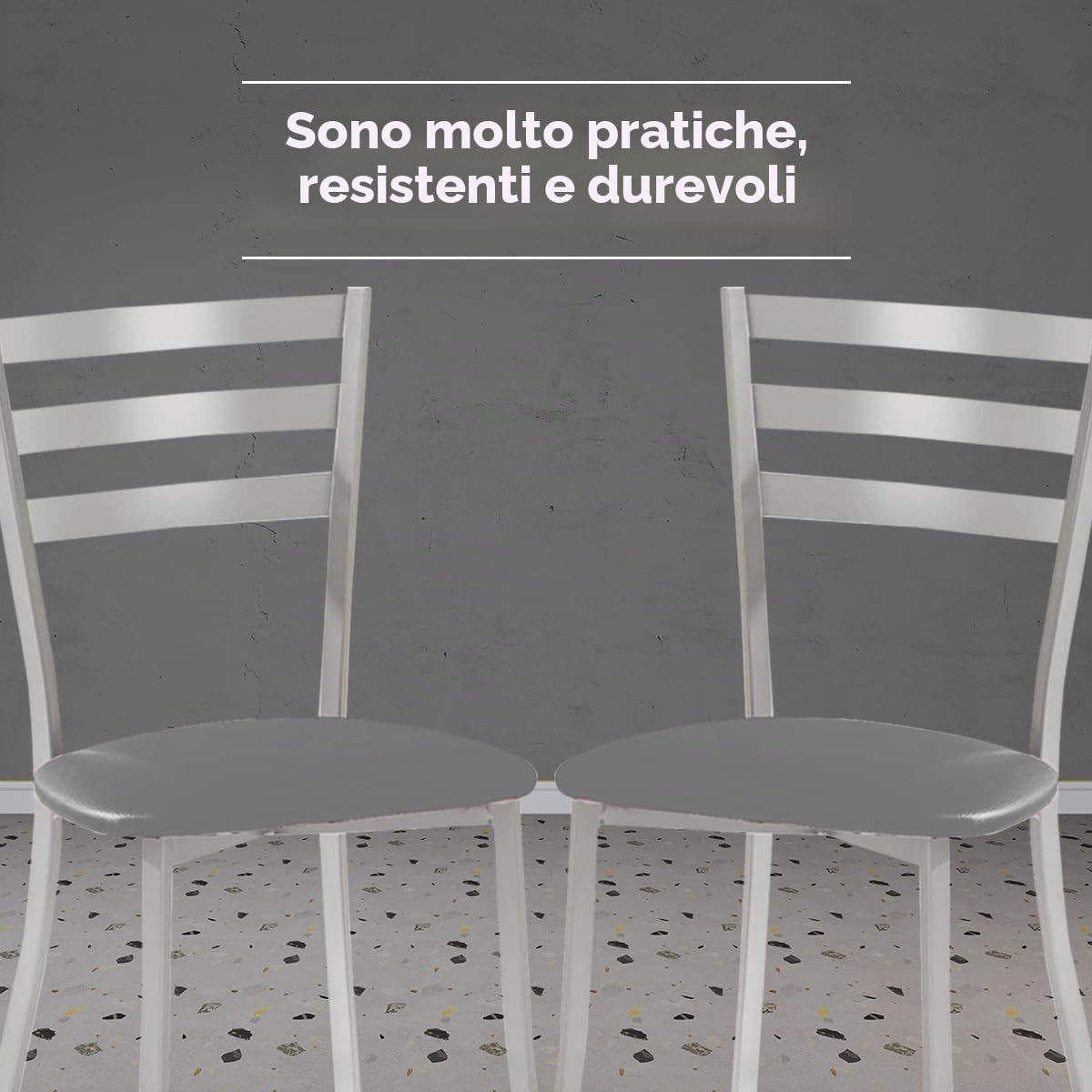 ASTIMESA SCALMGT Due sedie da cucina, metallo, grafite, altezza della seduta 45 cm