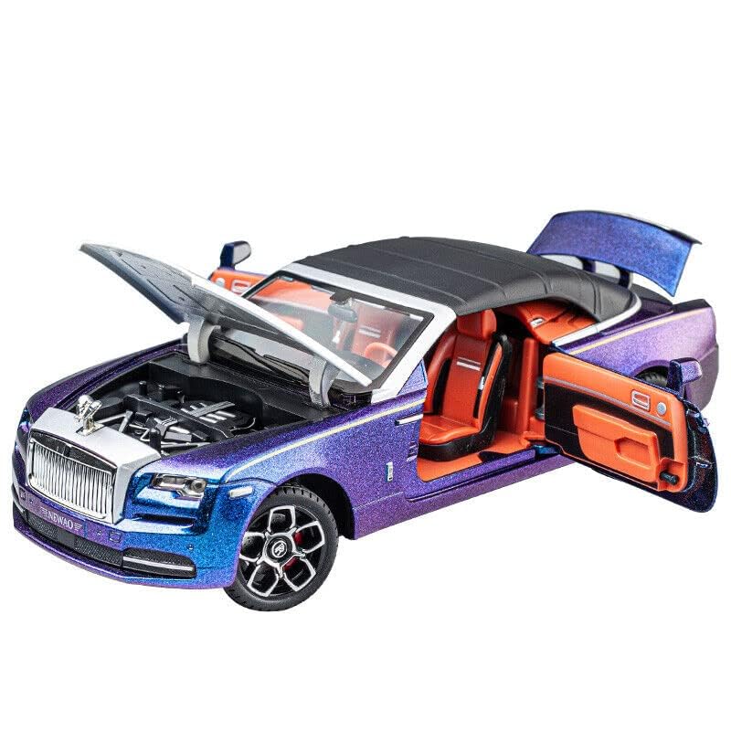 Image of 1:24 Scale Big Size Rolls Royce Dawn Car Model Toy Car | Metal Pullback Diecast Car for Kids with Openable Doors, Sound, Light Effects Toy for Car (Color As Per Available),blue