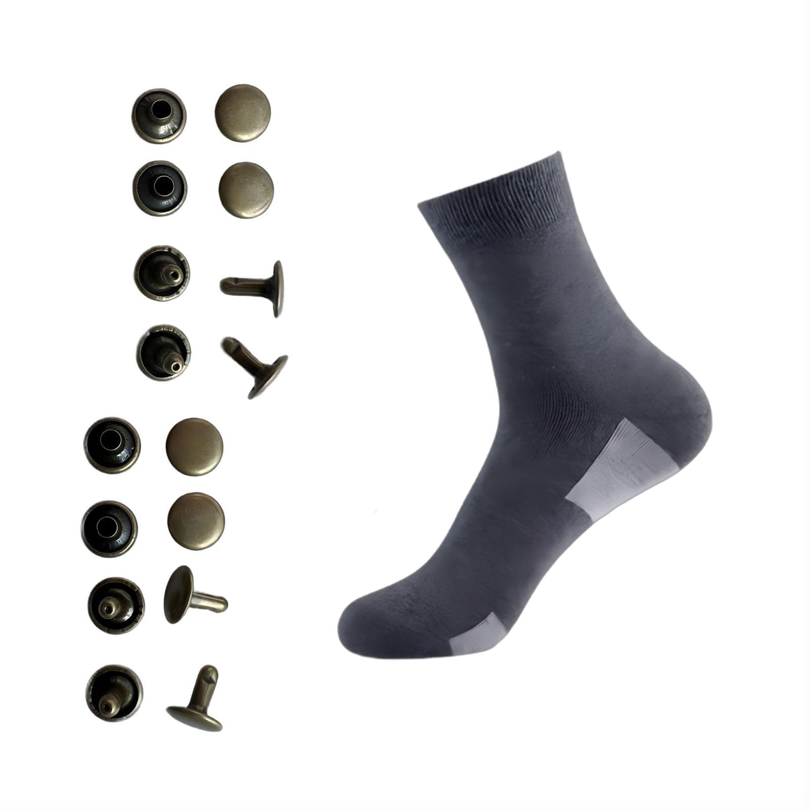 Zureto Copper Rivets for Grounding Shoes, Hike Barefoot Shoes Accessories for Earthing Barefoot Connection (Dark Grey, L)