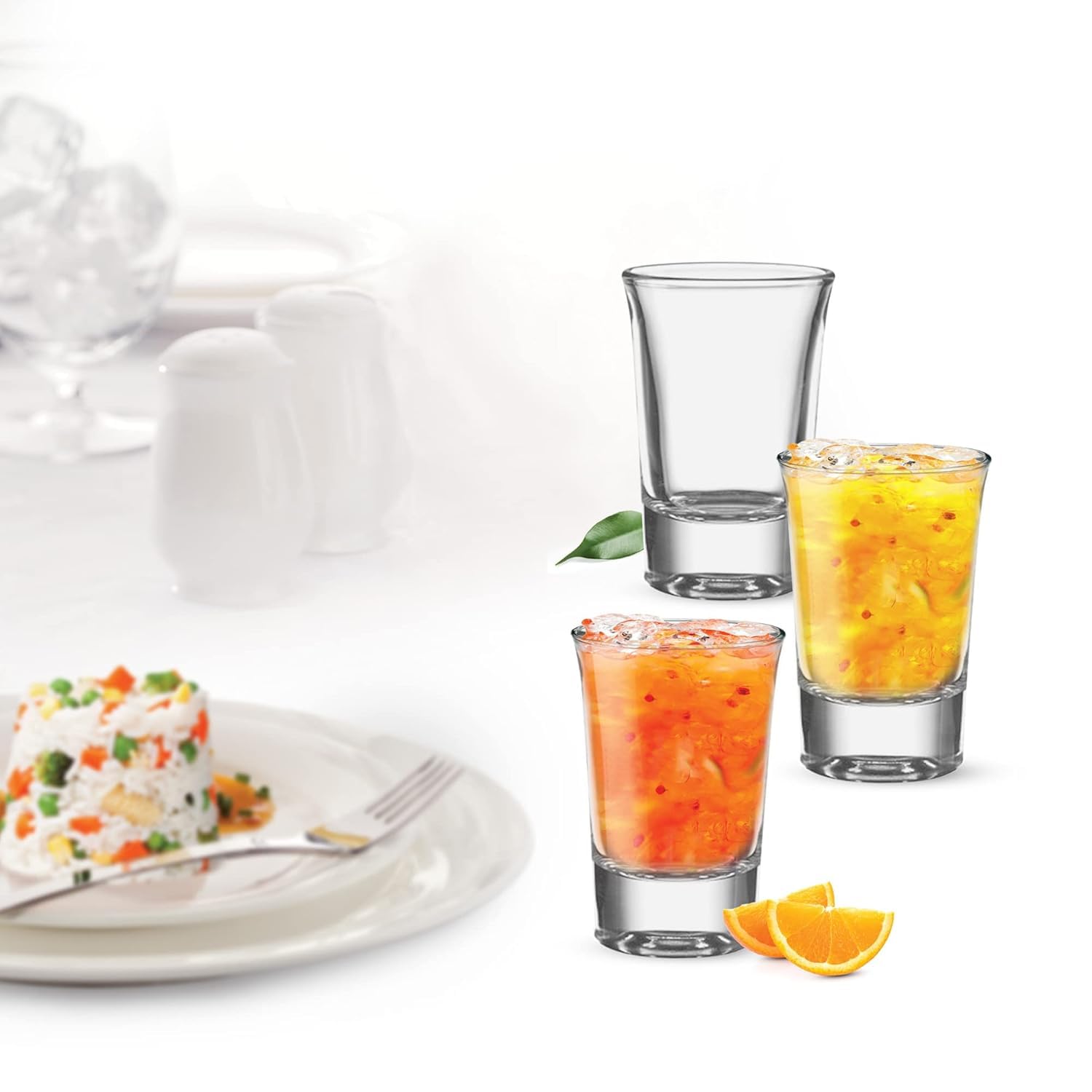 Koffing Heavy Base Shots Glass Set - Durable, Clear Glass for Party Bar, Tequila, Whiskey, Vodka, Juice and More | Transparent | 12-PCS (Round 40ML) 1