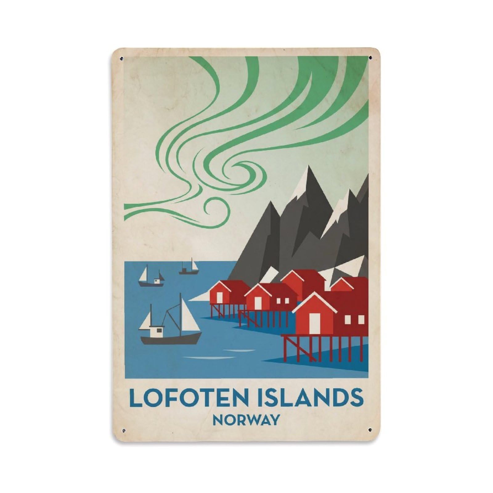 Retro Travel Norway Lofoten Islands Metal Tin Sign