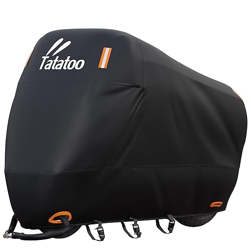 TATATOO Motorcycle Cover Waterproof Outdoor, 300D Heavy Duty, UV &