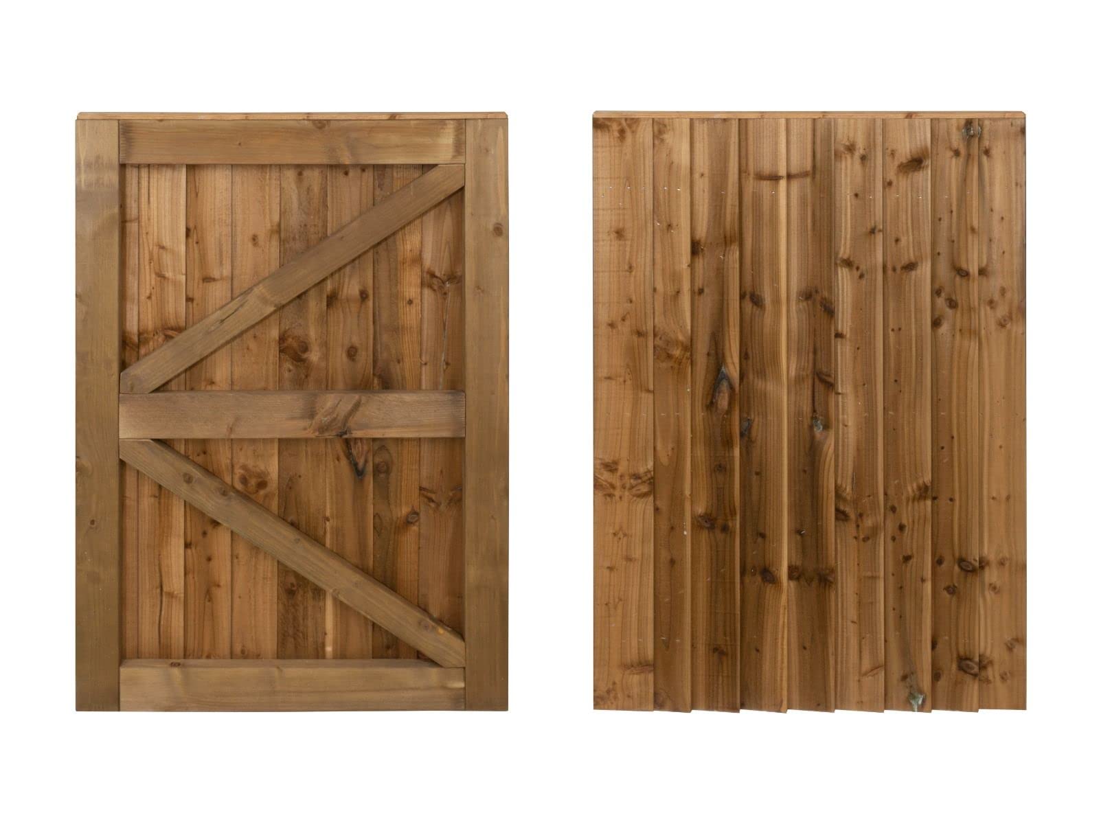 Featheredge Wooden Garden and Side Gates, Fully Framed and Capped (v2)(H-1200, W-1350, Brown Finish)