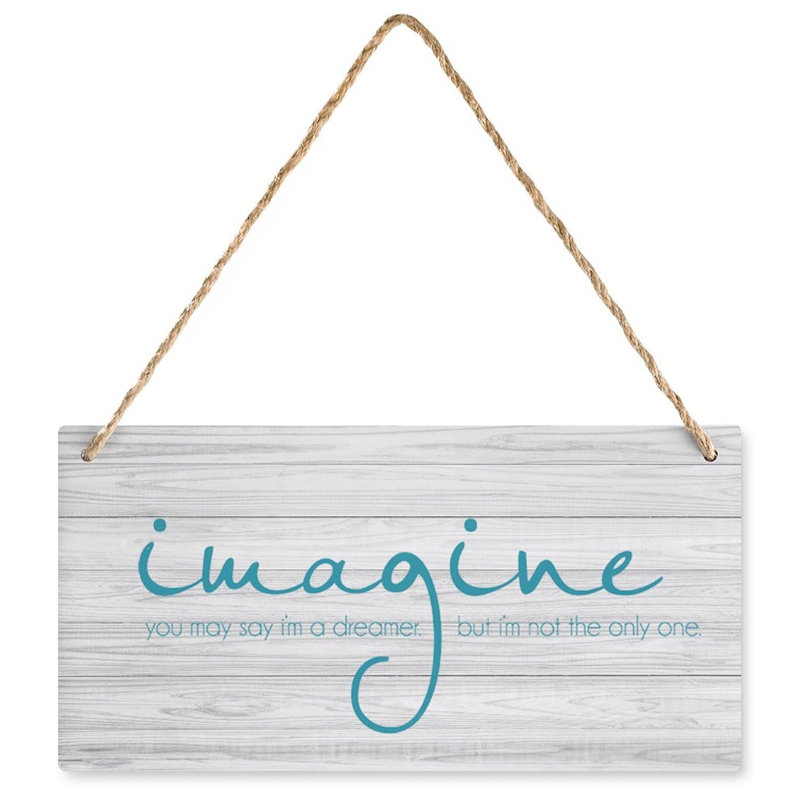Imagine You May Say I'm A Dreamer But I'm Not The Only One Wooden Wall Decor - 12X6 Inch Rustic Home Wall Art, Motivational Decor for Dreamers & Music Lovers