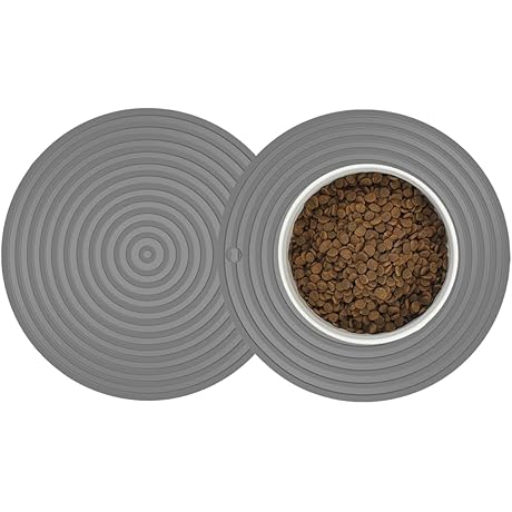 9.5" Waterproof and Non-Slip Round Silicone Pet Food and Water Bowl Mat