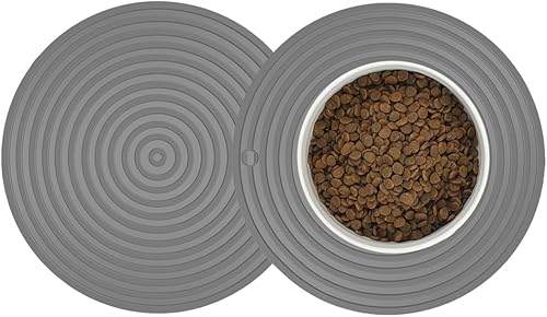 Metopets Paquete de 2 tapetes de silicona para alimentación de mascotas para perros y gatos, bandeja individual antideslizante para evitar que los