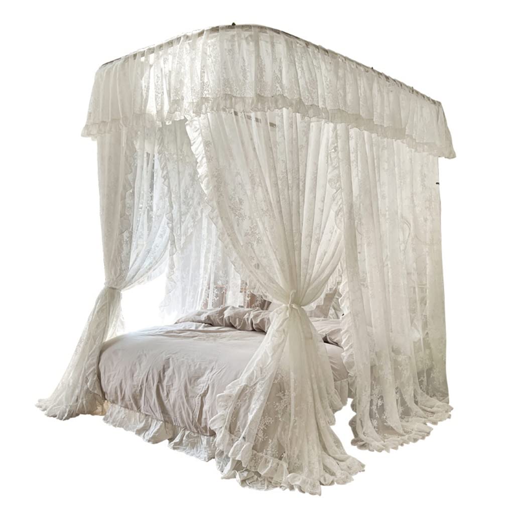 GTHTUHFD Mosquito Net For Bed Canopy S Bed Netting Canopy Bedroom Decoration Openings U-Shaped Rail Mosquito Net,White-200 * 220cm
