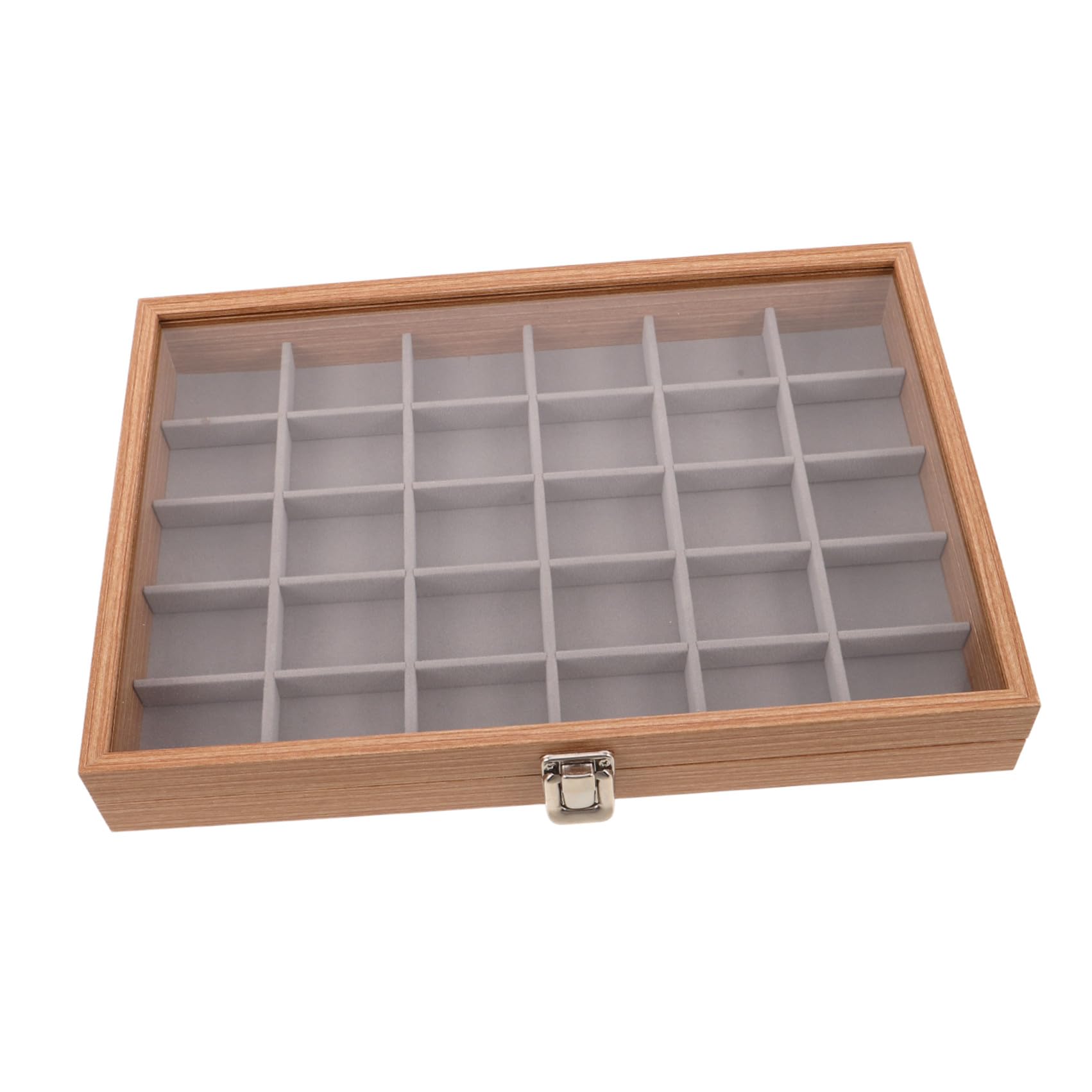 GALPADA Mineralienvitrine mit 30 Fächern und Transparentem Deckel
