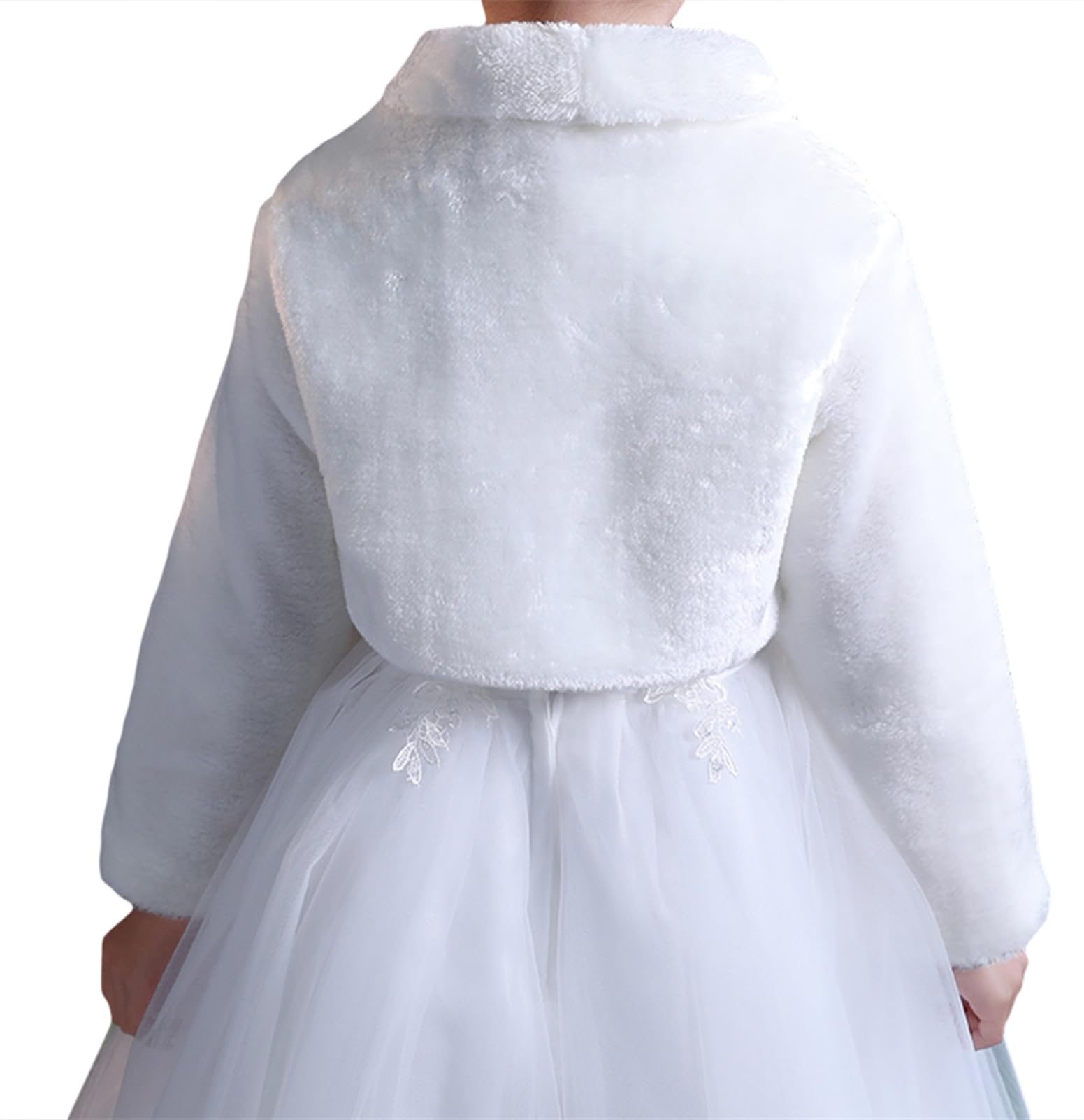 Fausse Fourrure Bolero Fille Mariage Bolero Veste Fille Princesse Ceremonie Bapteme à Manches Longues