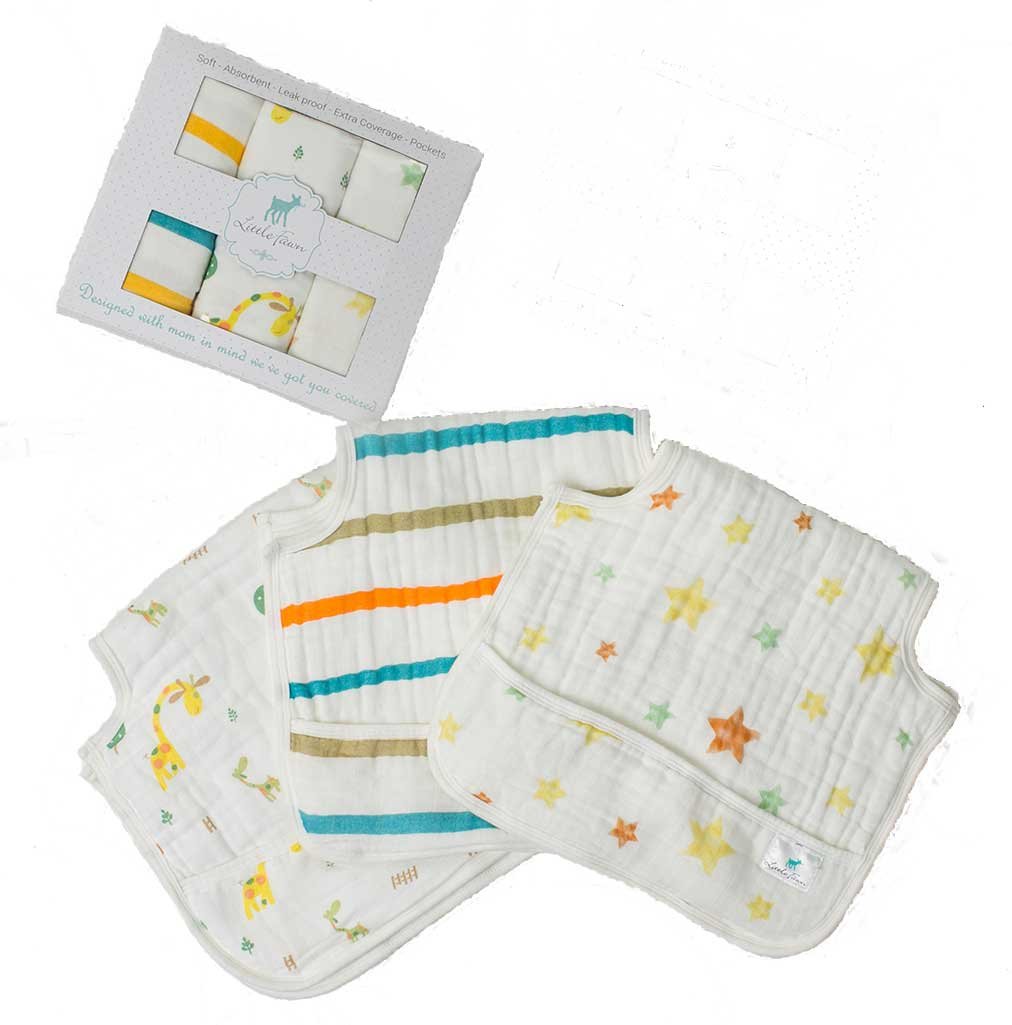 Muslin Baby Burp Cloths | XL 24ââ‚¬Âx13ââ‚¬Â Size | Waterproof | 8-Layers Absorbent & Ultra Soft 100% Premium Cotton | 3-Pack Gift Set | Unisex Design for Infant Boys & Girls | by Little Fawn-image-31