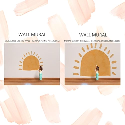 Miniatura 4 de Calcomanías de pared de acuarela de tela grande, estilo bohemio, medio sol, despegar y pegar, calcomanías de pared pastel amanecer, arco de pared