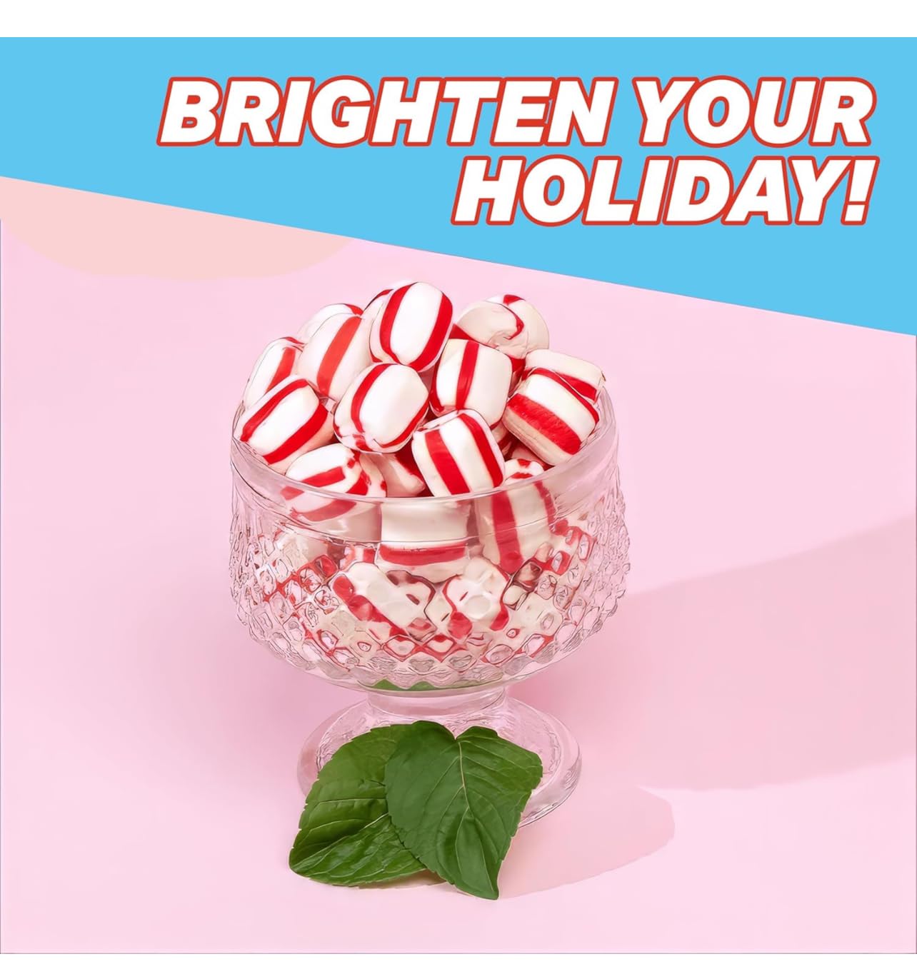 Soft Peppermint Candy Puff Christmas Mints, Individually Wrapped Christmas Candy | (2.8 Pounds Approx. 240 Pieces)