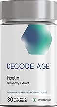 Decode Age 99% Pure Fisetin, Senolytic Activator, For Healthy Ageing, Cognitive Support, Inflammation, Strawberry Extract, 30 Veg Capsules