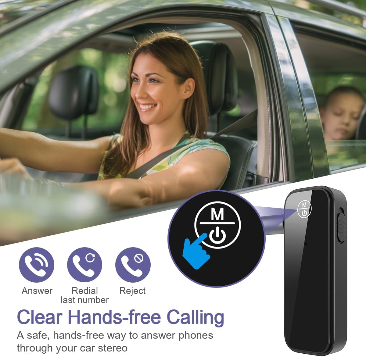 2 Pack Aux Bluetooth Adapter for Car, 2 in 1 Bluetooth 5.3 Transmitter Receiver for Headphones Car Home Audio Speaker, Portable 3.5mm Wireless Audio Receiver, Hands-Free Call image 3