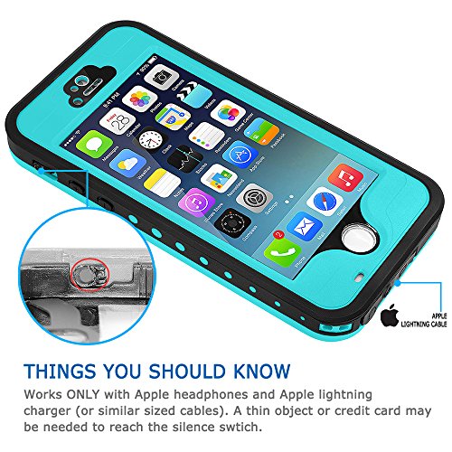 Hesgi Iphone 5S Case, 6.6 Ft Underwater Waterproof Shockproof Snowproof Dirtpoof Protection Case Cover With Touch Id For Iphone 5S/Se[Teal] #TOP3