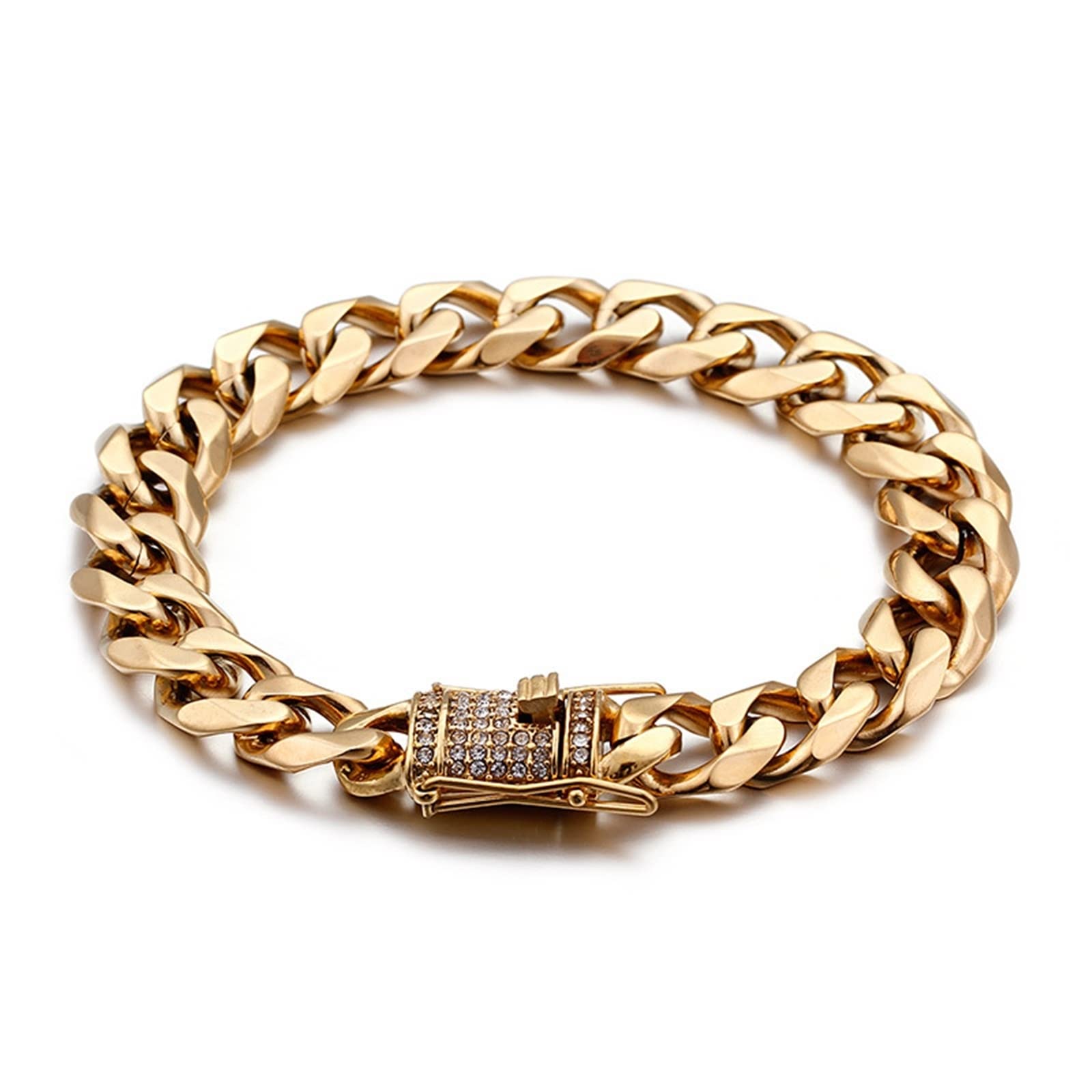 Bracelet Acier Inoxydable Doré, Bracelet Jonc Homme Rock Hip-Hop Cadeau Saint Valentin Bracelet