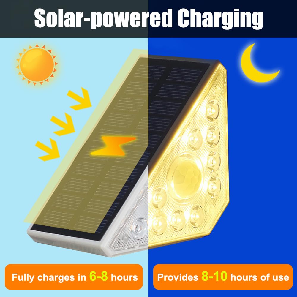 MiOYOOW Solar Treppenlicht, 2 Stück/4 Stück IP44 Wasserdichte Solar Treppenbeleuchtung mit 2 Montagearten für Terrasse, Garten, Stufen und Treppen