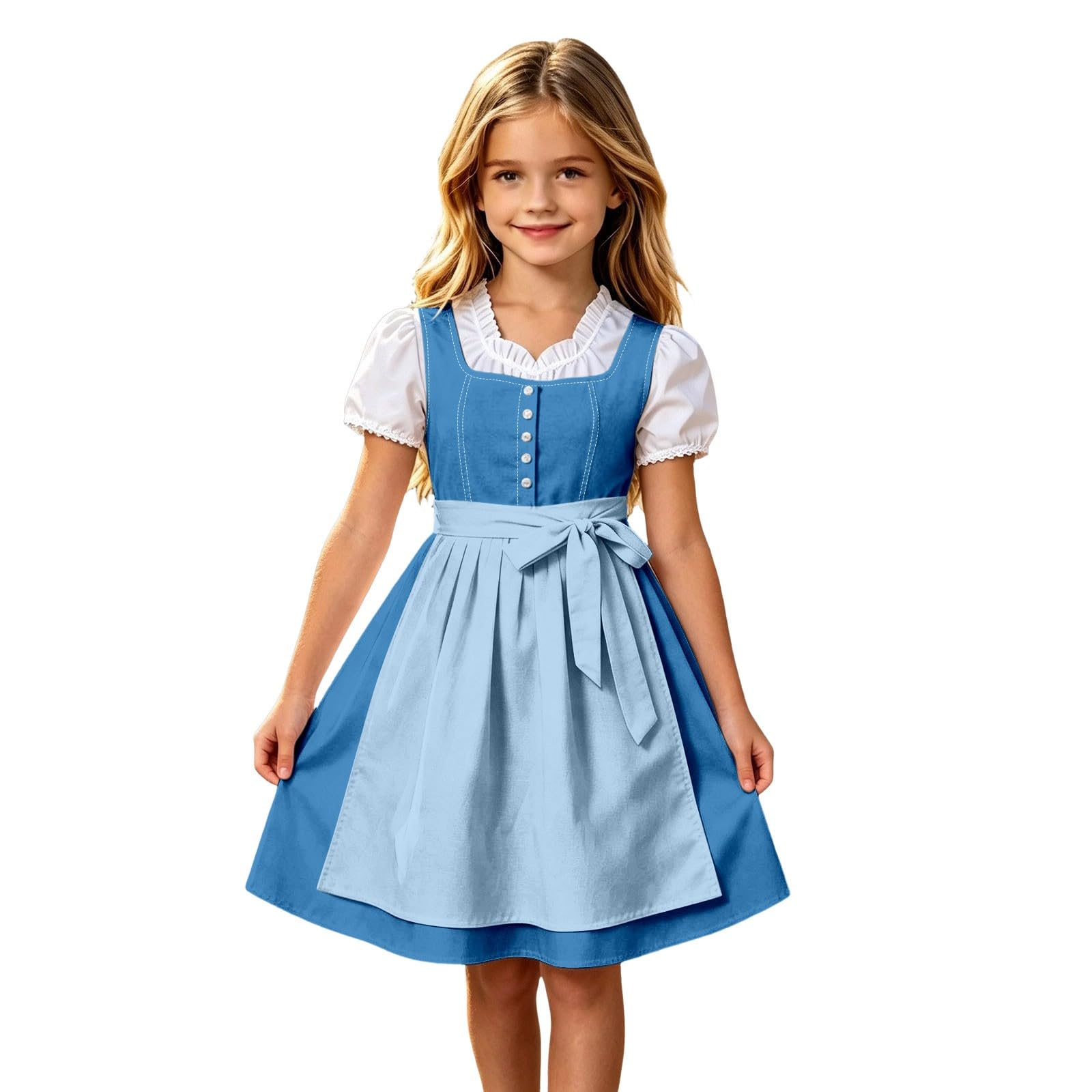 Girls Oktoberfest Costume Bavarian Beer Festival Dirndl Dress with Apron โ image 1