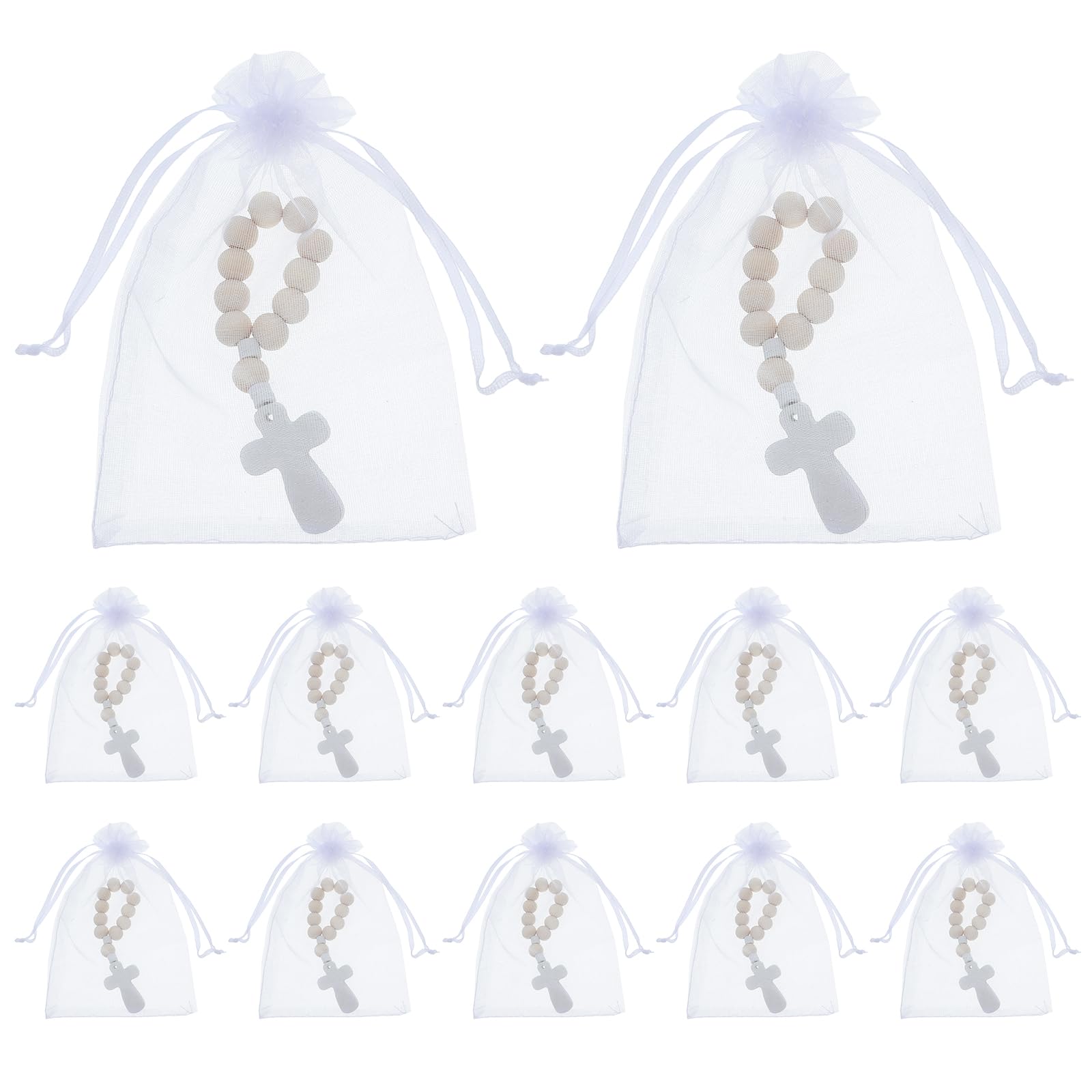 Bracelets chapelet en bois catholique pour invités et décoration de fête de baptême - 8