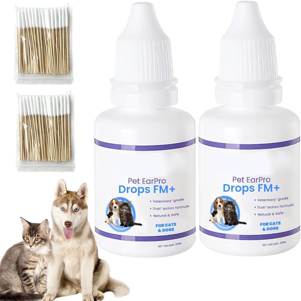 Ashopfun Rzxeaear Cleaner, Pet EarPro Drops, Ear Infection Treatment Drops,Effectively Relieves Ear Itching, Gentle and Refreshing Formula, Ideal for Daily Ear Care for Cats and Dogs (2 Pcs)