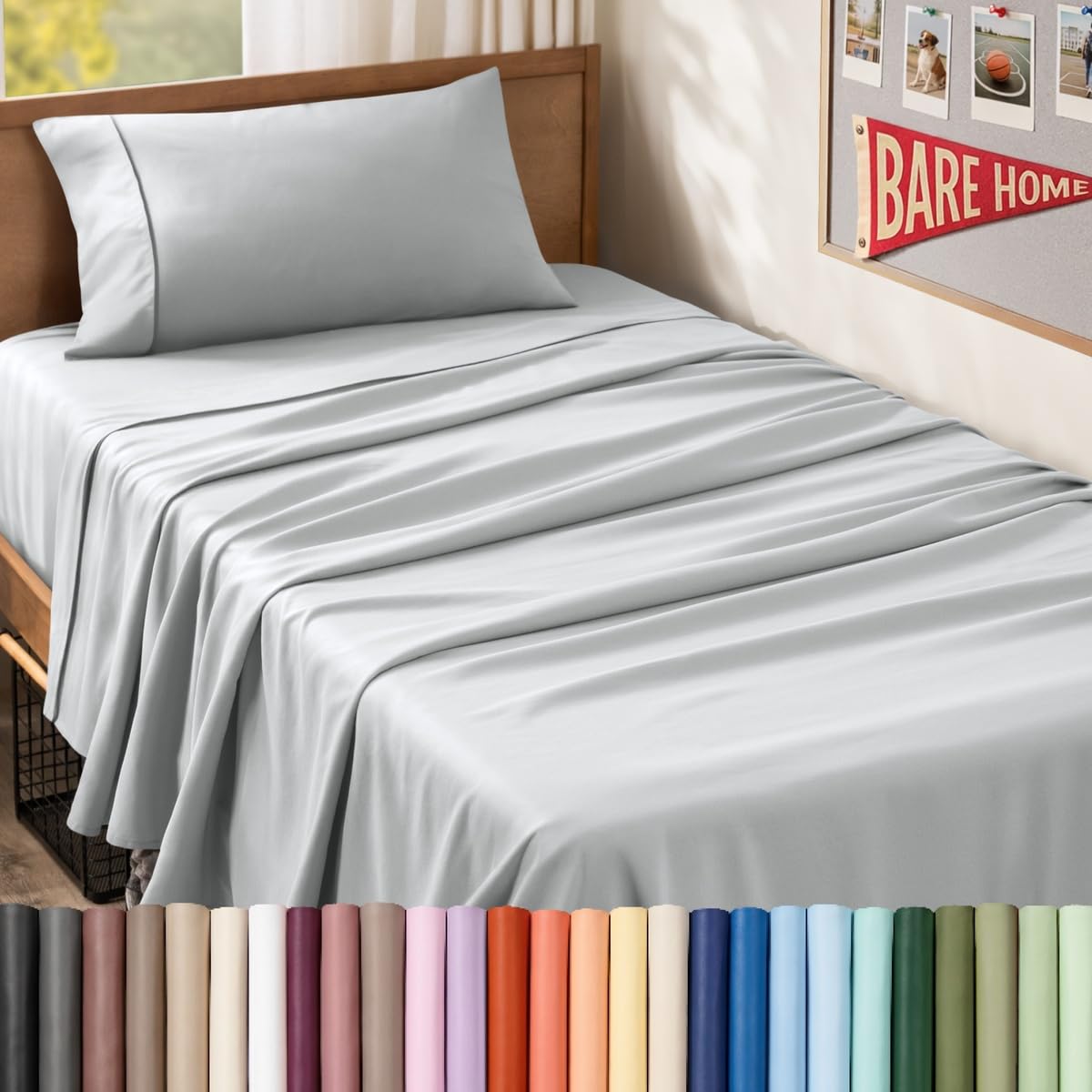 Bare Home Twin XL Sheet Set - 1800 Ultra-Soft (Twin XL, French Grey) — image 1
