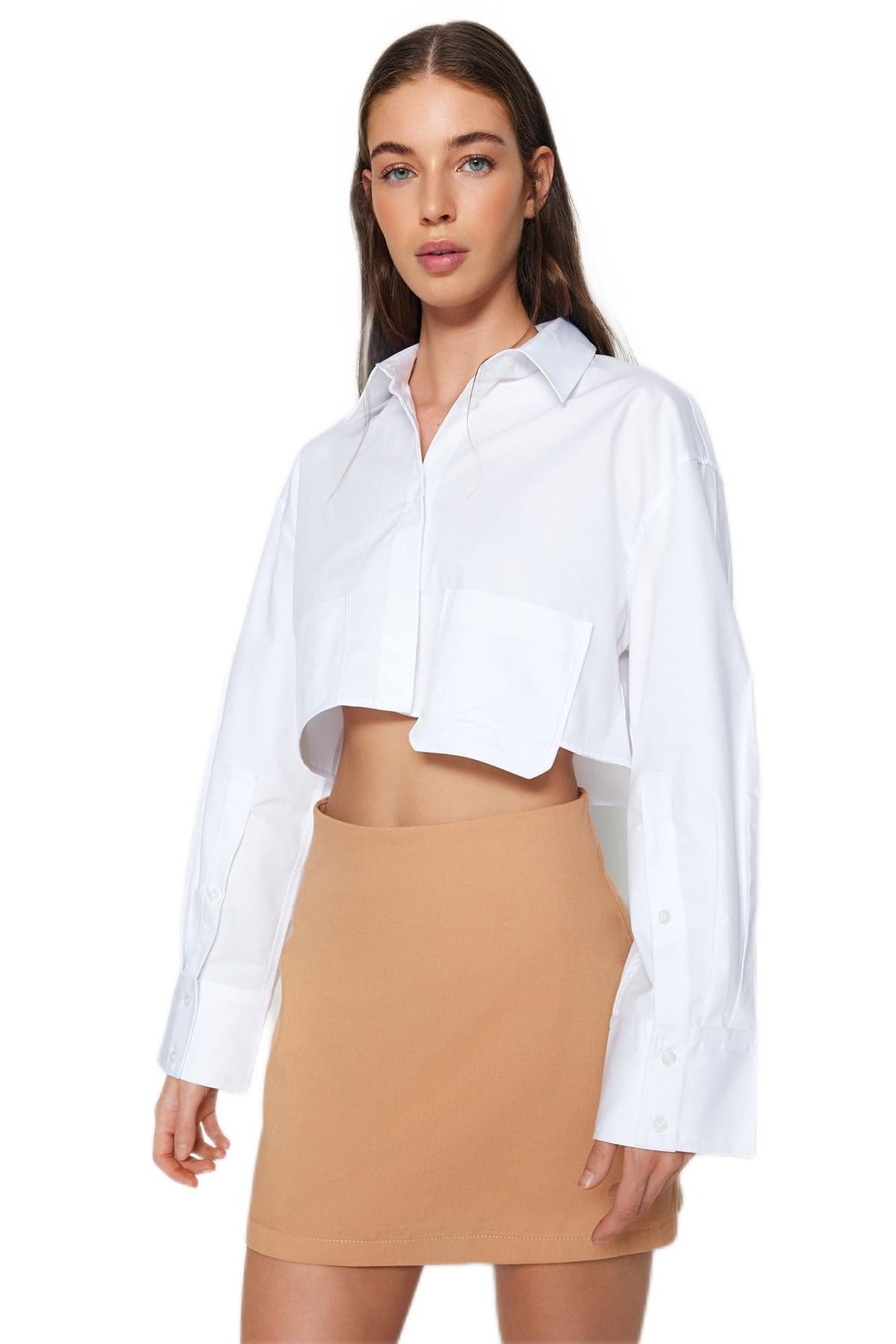 Trendyol Women's Camel Feman Pencil Skirt A-Line Woven Skirt,,36
