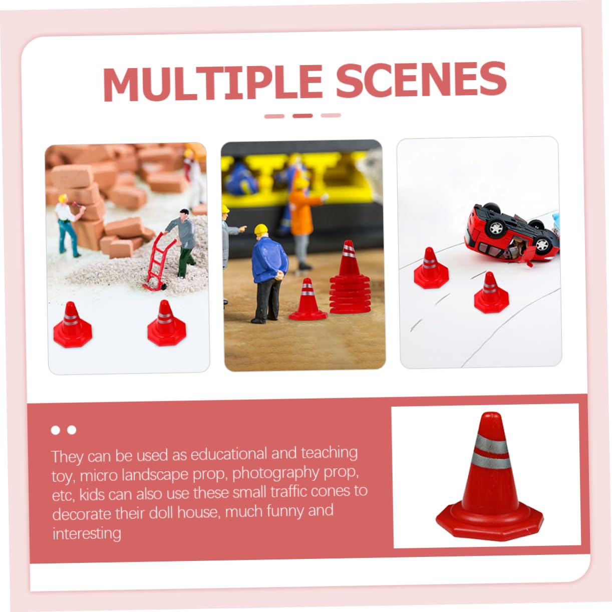 Hemoton 15pcs Small Traffic Cones Set DIY Roadblock Toys Realistic Plastic Models for Boys and Girls Play