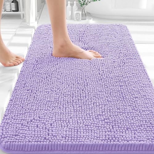 Image of OLANLY Bathroom Rugs 35x24, Extra Soft Absorbent Chenille Bath Rugs, Rubber Backing Quick Dry, Machine Washable Bath Mats for Bathroom Floor, Tub and Shower, Home Decor Accessories, Lavender