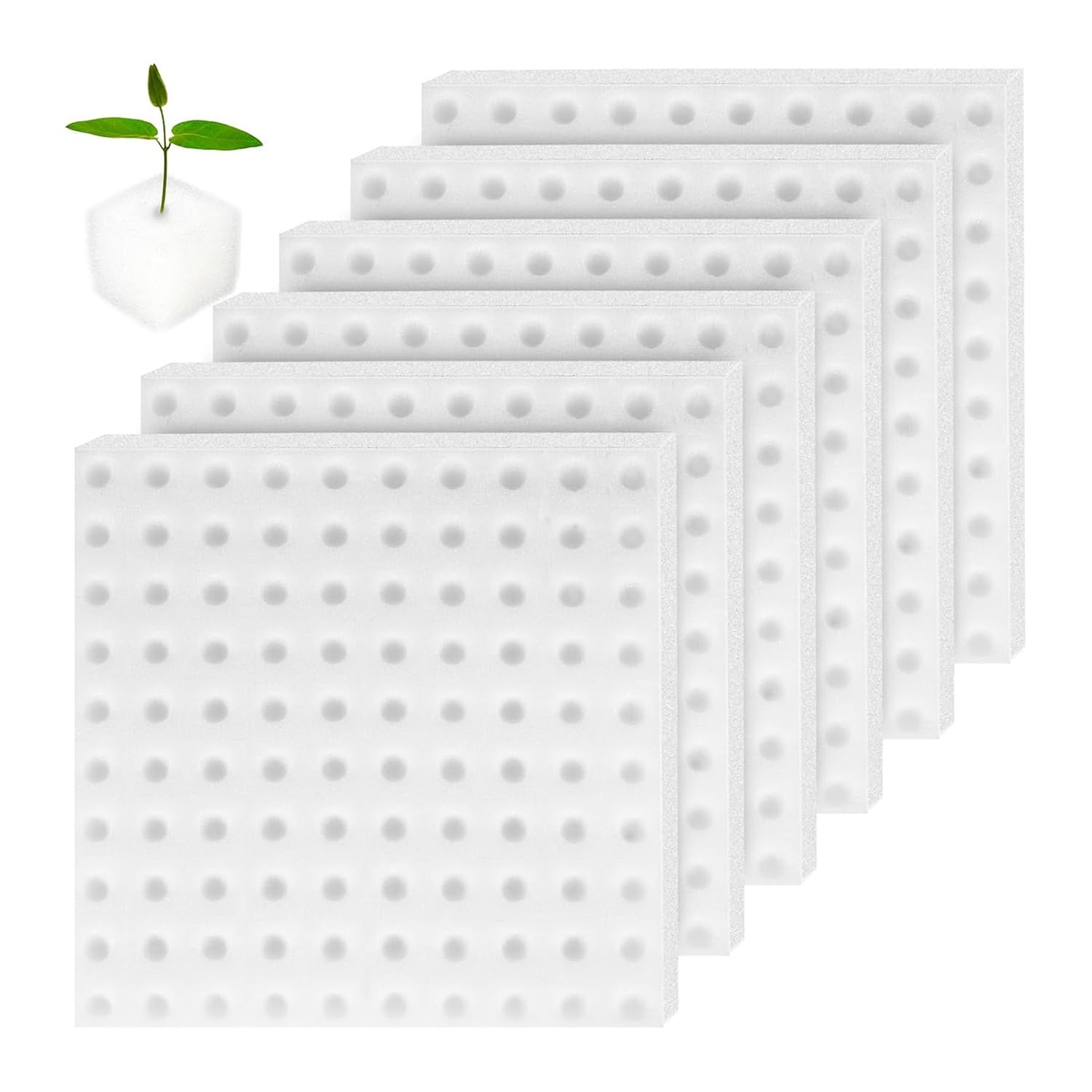 Yurhuit 600 Pcs Sponge Squares for Hydroponics, Hydroponic Sponge Planting Tool - Greenhouse Hydroponic Sponge - Square Sponges