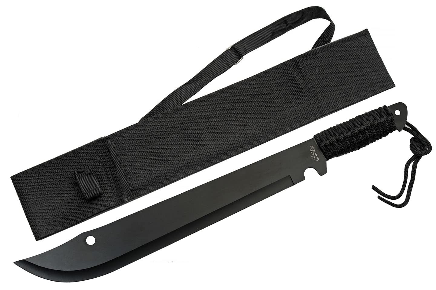 SZCOSupplies 20â Cord-Wrapped Handle Black Finished Bushweed Machete with Nylon Sheath