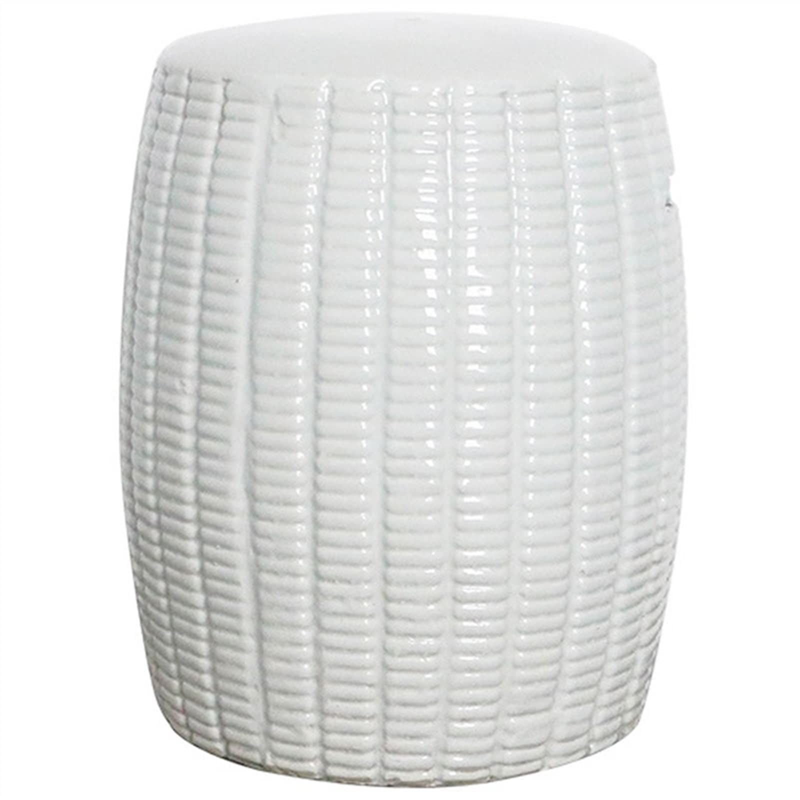 Tabouret de jardin céramique blanc pour terrasse et salon