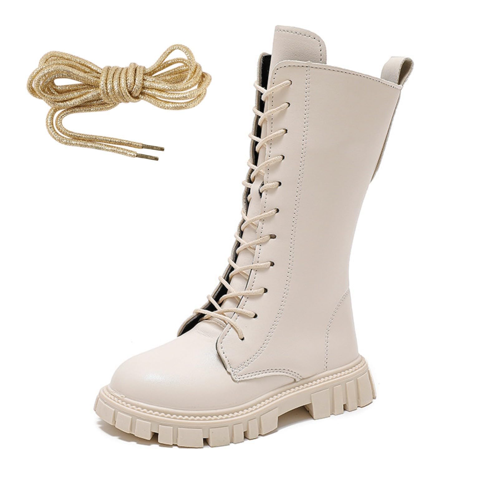Stivali per Bambini E Ragazze, Imbottiti, in Pelle, Classici Stivali Invernali con Cerniere Laterali, Eleganti Caldo Peluche Alto Scarpe, Suola Spessa Antiscivolo Neve Stivaletti
