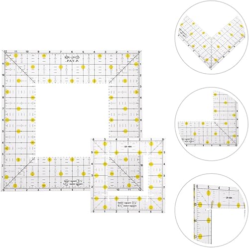 Miniatura 9 de EXCEART Plantillas de corte de acolchado acrílico, juego de plantillas de reglas de acolchado, retazos de mano DIY para máquinas de coser