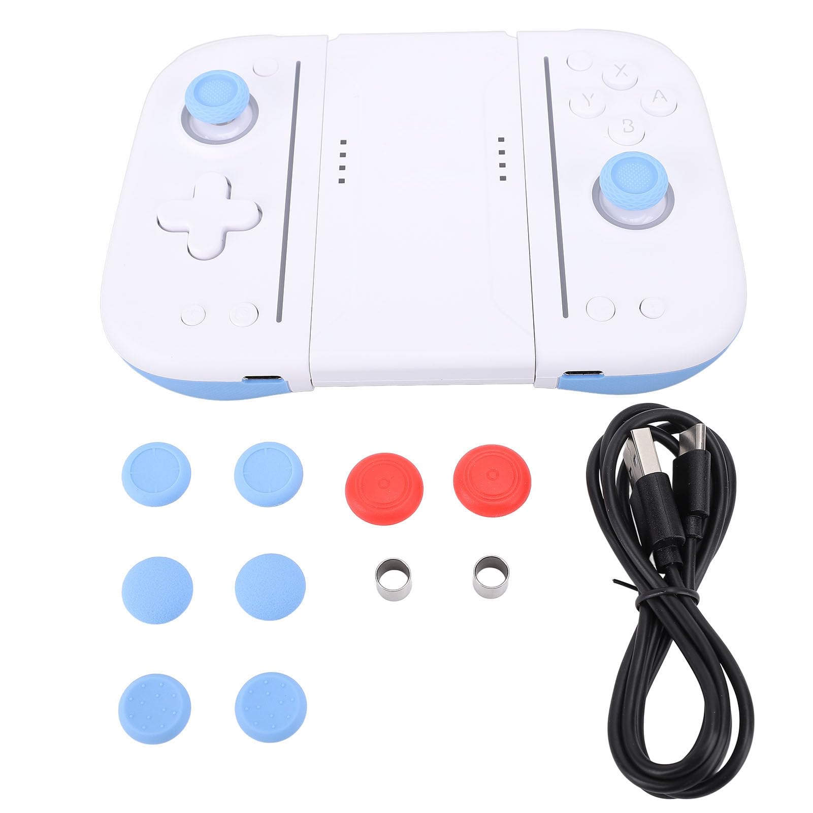 KUIDAMOS Consola de Juegos Inalámbrica con Vibración Ajustable, Controlador de Botón RGB de Programación Macro para Juegos Competitivos (Blanco Azul)