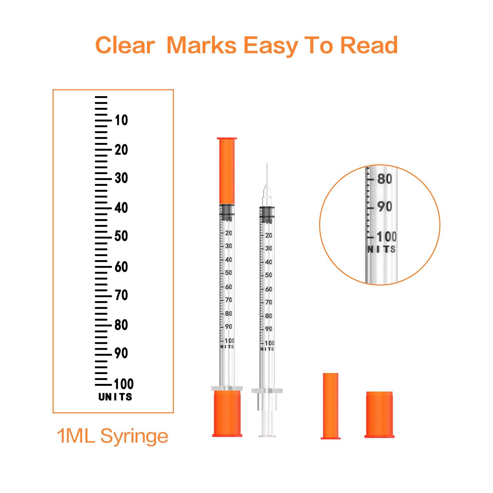 U-100 Syringes with Needle 1ml/cc 29G 1/2'' Disposable Syringe, Individual Wrapped, 100 PACK — Amazon image 3