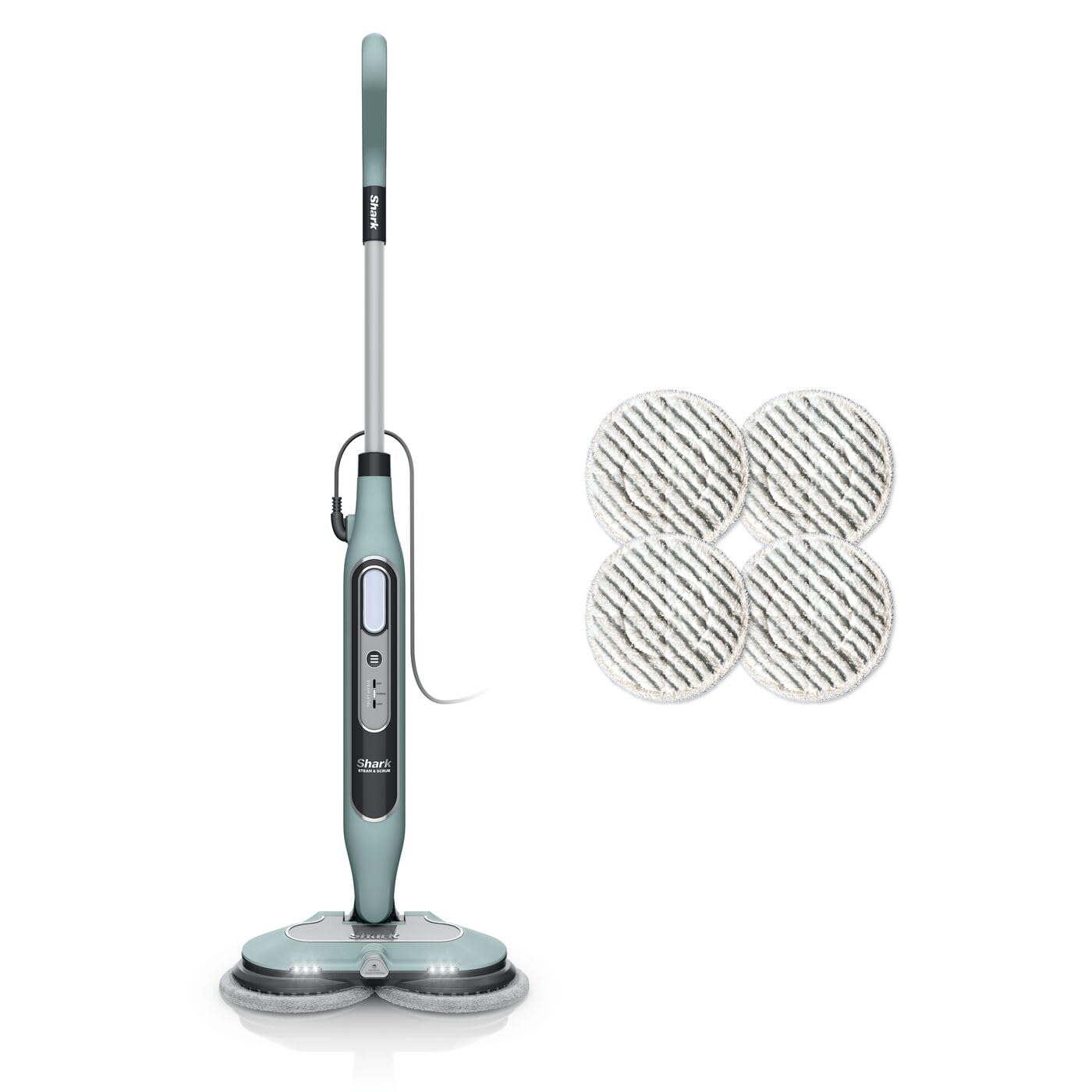 Shark Steam Mop Scopa a Vapore Steam & Scrub Automatica con Steam Blaster e 6 Panni Dirt Grip, 3 Impostazioni Vapore, Rimozione Sporco, Per tutti i Pavimenti Duri, Filo 8m, Verde Salvia, S8201EUCP