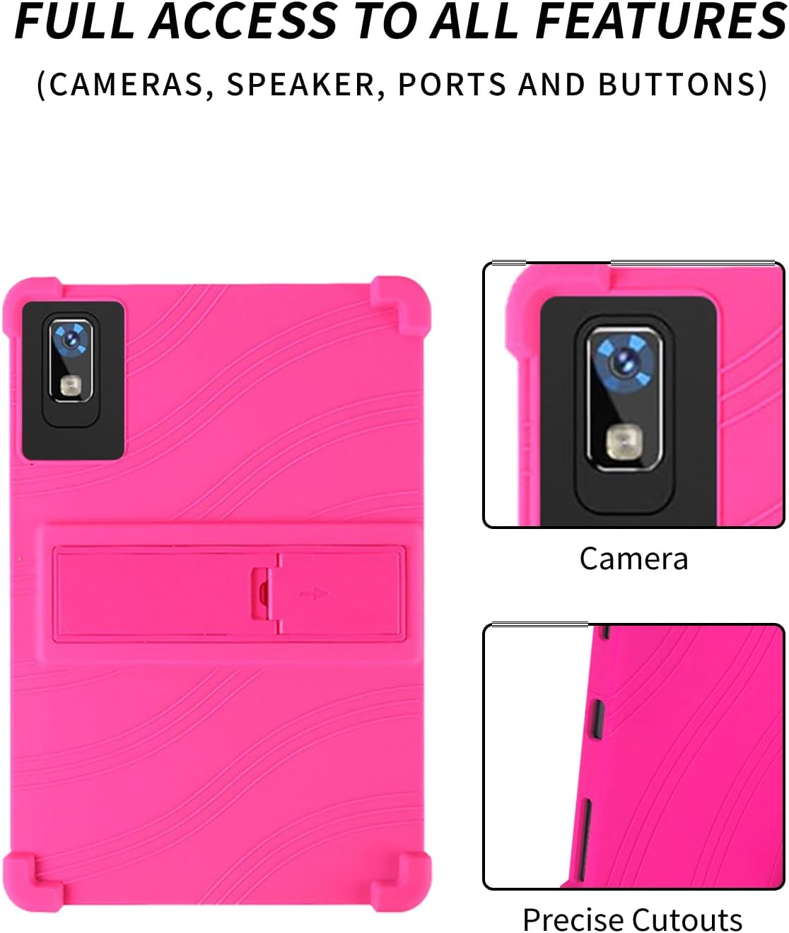 Case for JUEDUR R900 2025 Tablet 10 Inch Android 14 Tablets，WUNIAK Shock Proof Lightweight Stand Rubber Shell Protective Cover,Kids Friendly Soft Silicone Adjustable Stand Cover,Rose Red. image 4