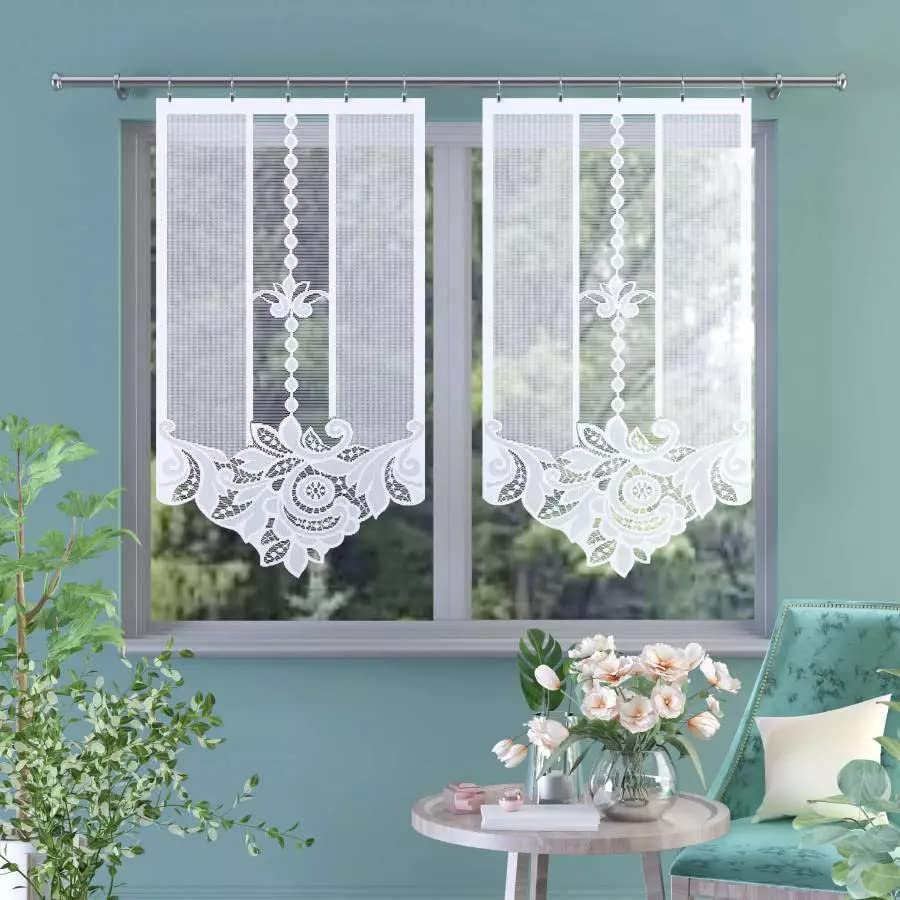 Gardine MASZA - Gardinen Wohnzimmer aus Jacquard - Schiebegardinen in Form von Paravents - Zusätzliche Dekoration für Ihre Wohnung - Vorhang Ohne Faltenband (60x120 cm)