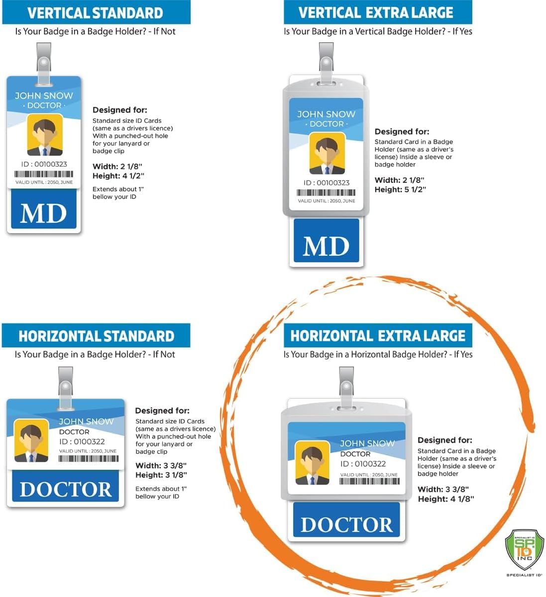 Bulk 20 Pack - Oversized RN Badge Buddy - Horizontal Extra Large Badge Buddies for Registered Nurses - 3 3/8 X 4 1/8 Role Identification Badge Backer Card - USA Printed by Specialist ID (Teal)